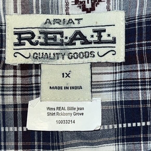 ARIAT Women's 1X Billie Jean Western ROCKBERRY GROVE Shirt Blouse NEW SAMPLE - Picture 8 of 12